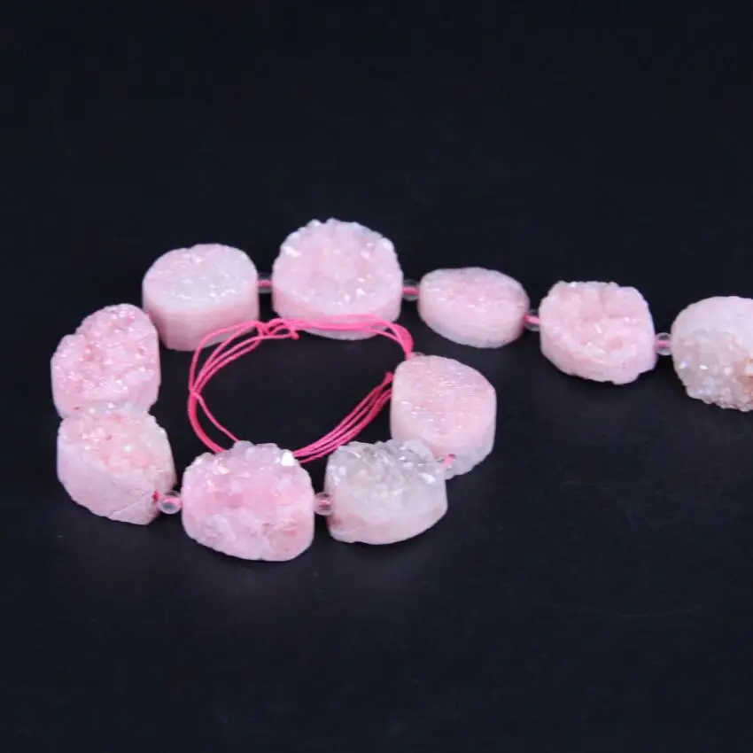 Approx16 шт/прядь розовый натуральный кварц Druzy овальная плита самородок бусины руг
