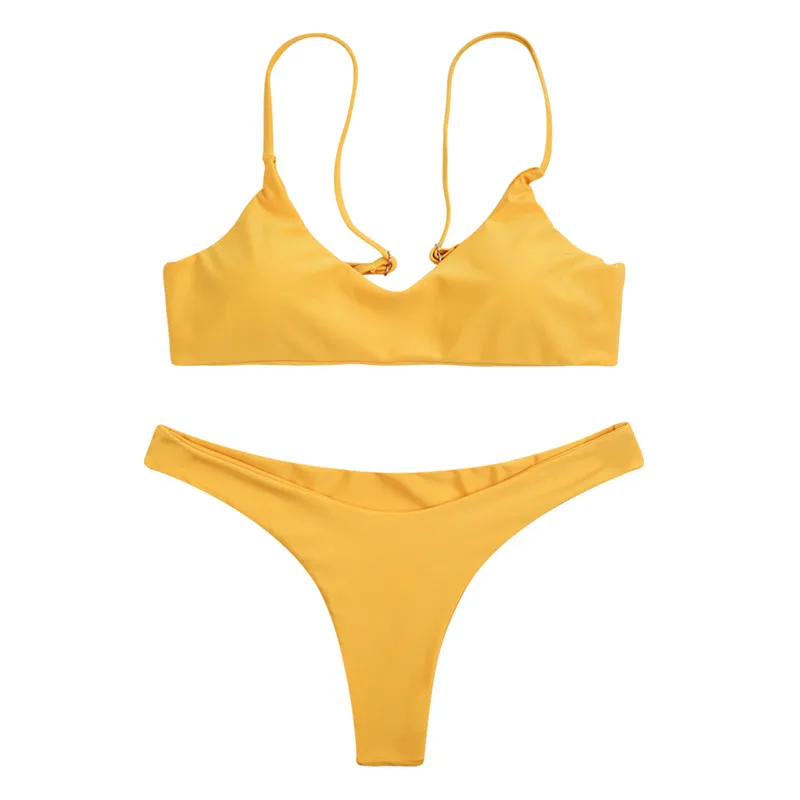 yellow 016 BANDEA, бикини,, женский сексуальный комплект бикини, винтажный Одноцветный купальник, женский купальник, пляжная одежда, бандо, купальник, микро бикини - Цвет: yellow 016