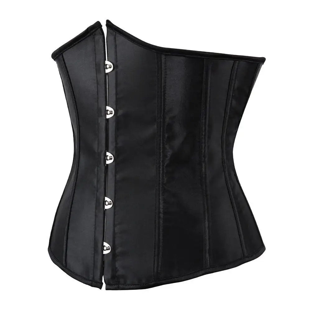 7055black Sapubonva модный атласный Бюстье корсет Бюстье женское белье размера плюс ucorset бюстье под грудью ремни Винтажный стиль корсеты - Цвет: 7055black