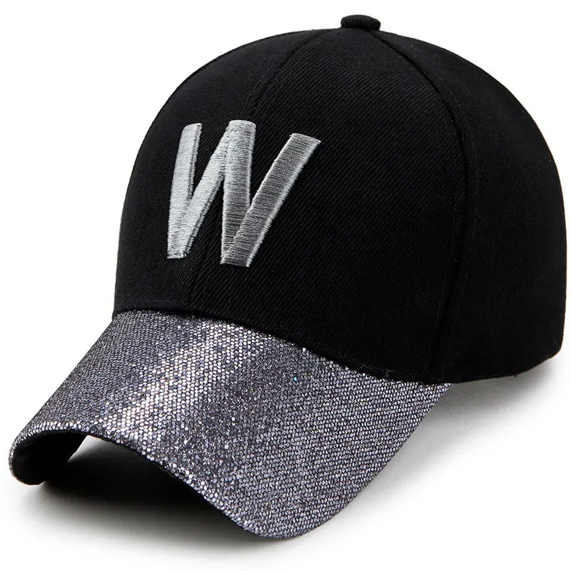 Модная бейсболка с блестящими изогнутыми краями для мужчин и женщин вышивкой