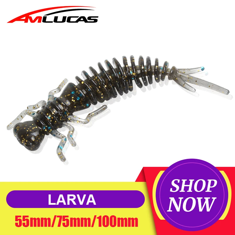 Амлукас Ларва мягкие приманки 50 мм 75 мм 100 мм силиконовые поплавки-жерлицы иска искусственная приманка червь рыба воблеры щука карп рыбалка.