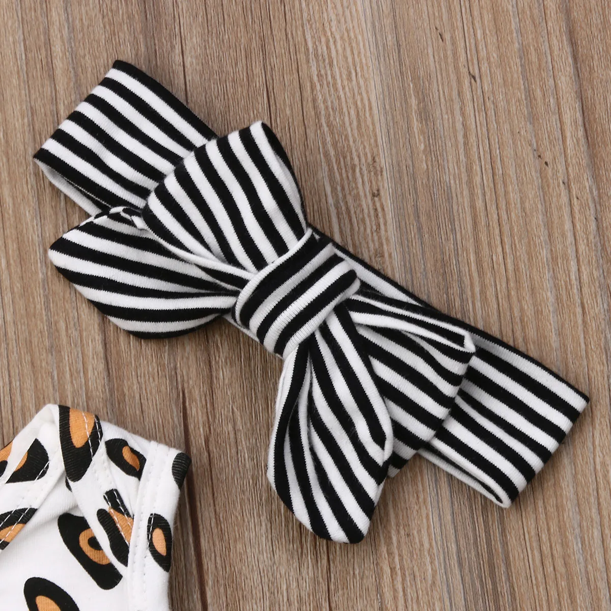 Детский комбинезон для младенцев с леопардовым принтом, без рукавов, на лето + резинка на голову в полоску. Новая одежда 2019 года.