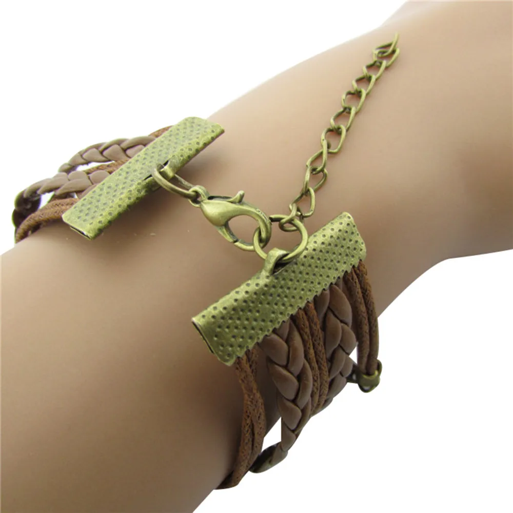 Лидер продаж 2018 многослойный кожаный плетеный браслет Дары смерти крылья совы