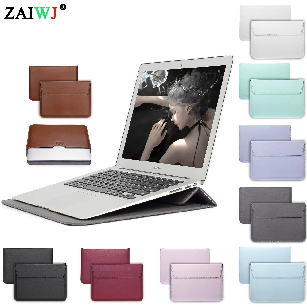 2018 кожаная сумка для ноутбука ZAIWJ MacBook Air Pro Retina 11 12 13 15 New дюймов с чехлом сенсорной