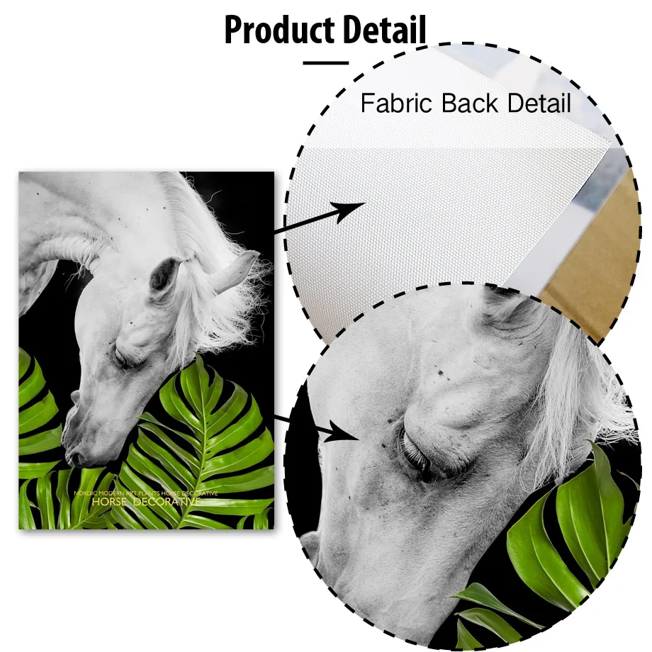 White Horse Monstera Palm Leaf Marbled Wall Art Canvas Painting Nordic Posters And Prints Pictures For Living Room Decor | Дом и сад