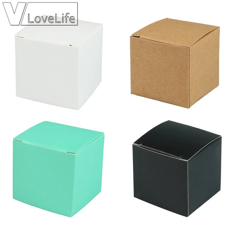 

50pcs Square Candy Box Paperboard Jewellery Gift Boxes Wedding Party Birthday DIY Decorations 5cm x 5cm x 5cm