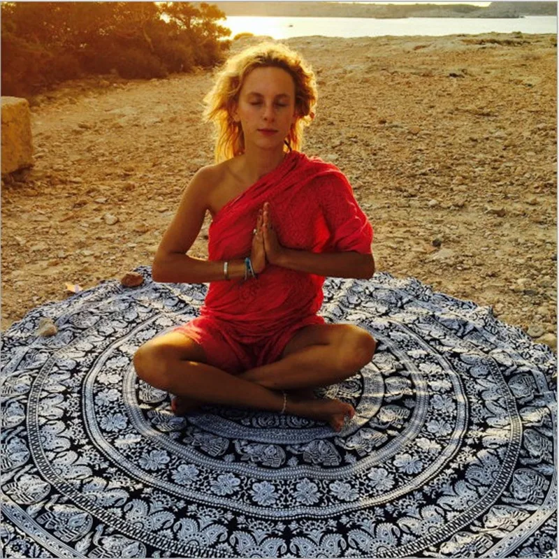 2017 новая мода европейский стиль круглые подушки прочный пляжа yoga мат круглый