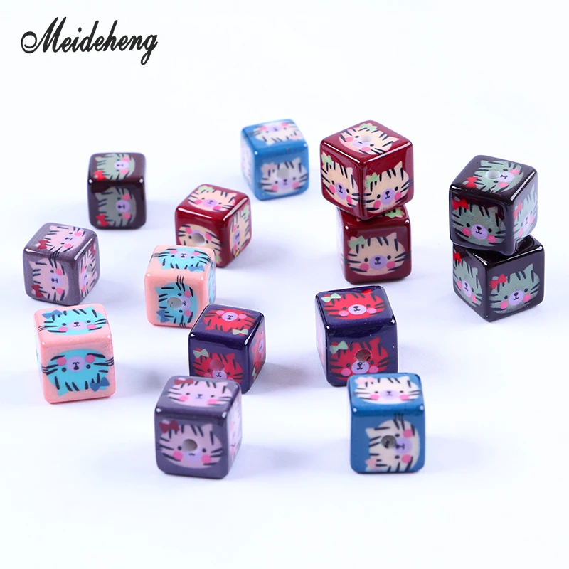 

Acrylic Square Cat beads for Jewelry Making Popular With Younger Bracelet Pendant Necklace Hair Ornament Accessory Women's Gifts