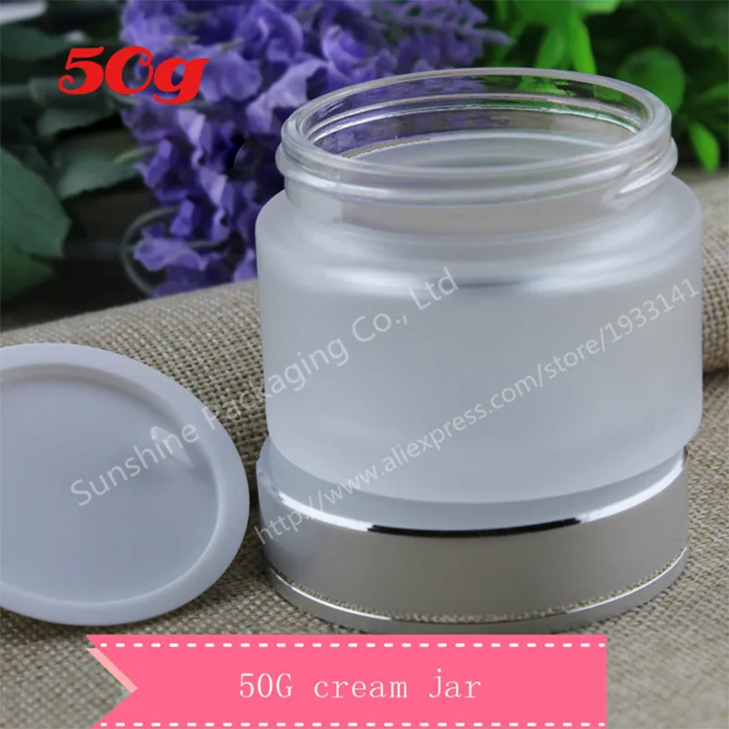 

Hot sale 100pcs 50g frosted glass jars, 50ml frost cream jars, skin care cream bottles, 1.7 fl oz cosmetic containers
