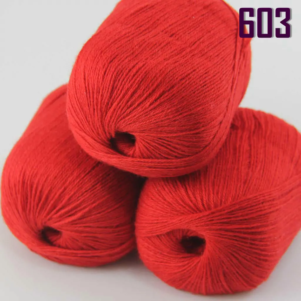 603 Red Распродажа новые мягкие 3X50 г чистый кашемир обертывание шали ручной вязки шерсть пряжа Кашемир шали и обертывание s 233 - Цвет: 603 Red