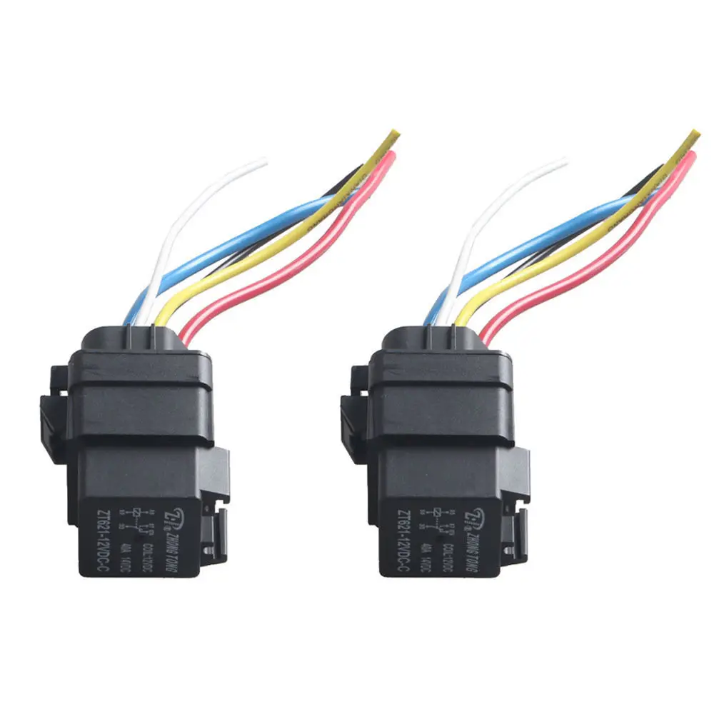EE support  2Pcs Car Truck 12V 40A SPDT Relay Socket Plug 5Pin 5 Wire Waterproof Seal