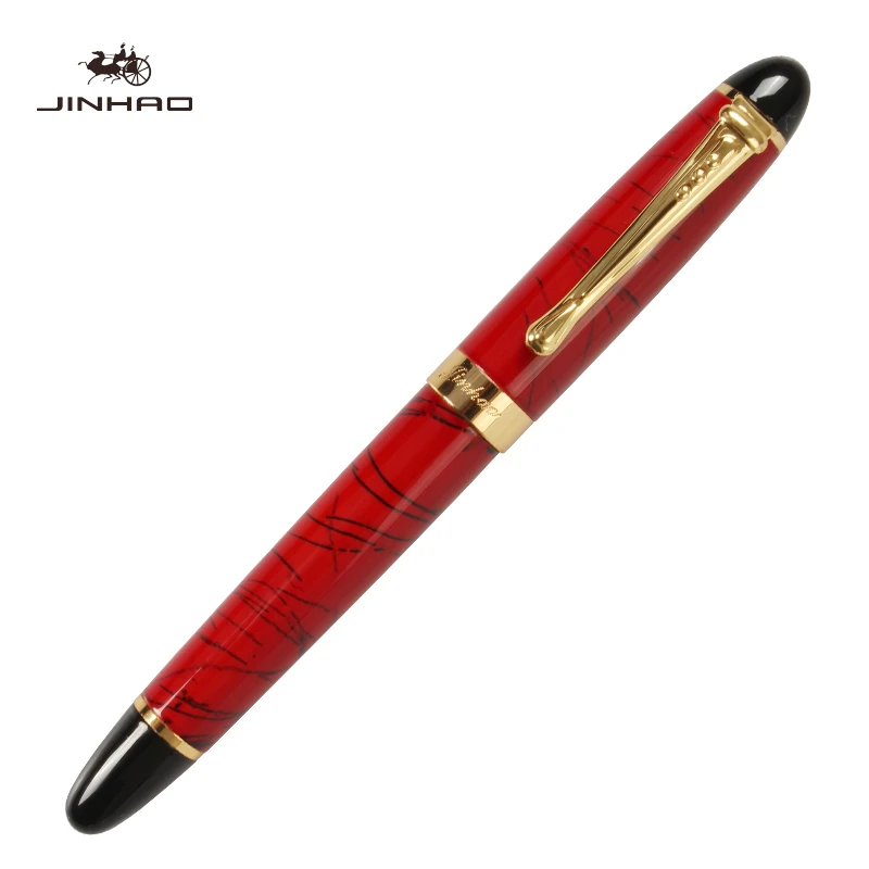 hongdiheixian Jinhao X450 перьевая ручка Роскошные чернильные ручки для письма высокое качество ручка Dolma Kalem вулпен полностью металлический Синий Красный 22 цвета и чернила - Цвет: hongdiheixian