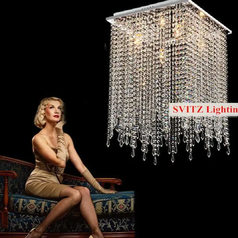 Кухонная 16 &quotквадратная хрустальная лампа светодиодный потолочный светильник