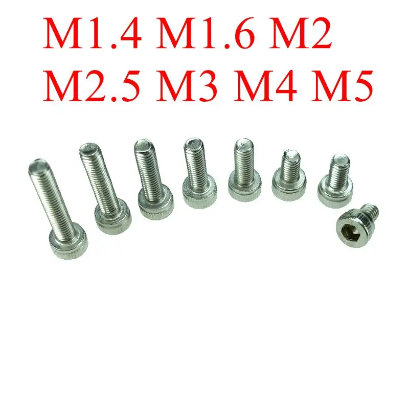 

M1.4/M1.6 M2/M2.5M3/M4/M5 DIN912 304 Винты с шестигранной головкой из нержавеющей стали внутренняя Шестигранная головка велосипедный болт Метрическая рез...