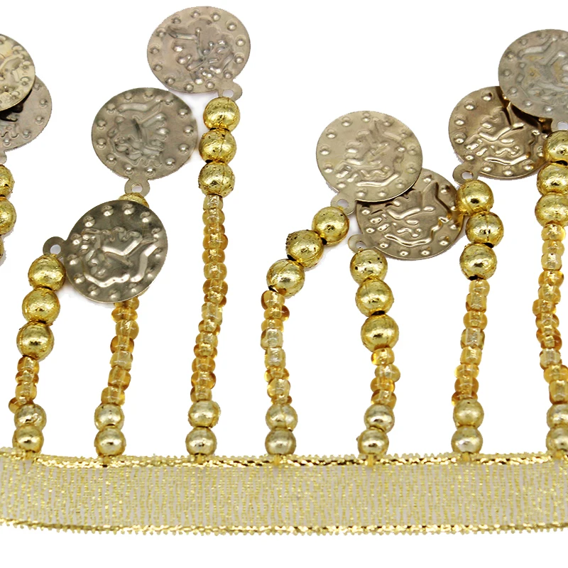 5 ярдов золотые бусины с бахромой искусственное платье для танца живота