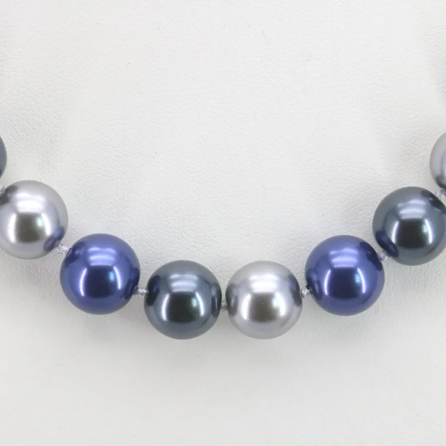 Necklace 10 мм аксессуары, синие, белые, серебряные стеклянные жемчужные бусы, ожерелье, браслет, серьги, наборы ювелирных изделий, дизайнерские рождественские подарки для девочек - Окраска металла: Necklace