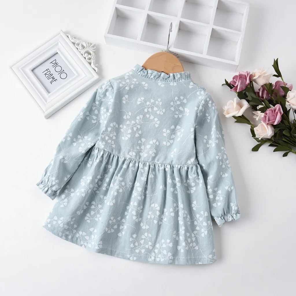 Детское платье с длинным рукавом цветочным принтом | Детская одежда и обувь