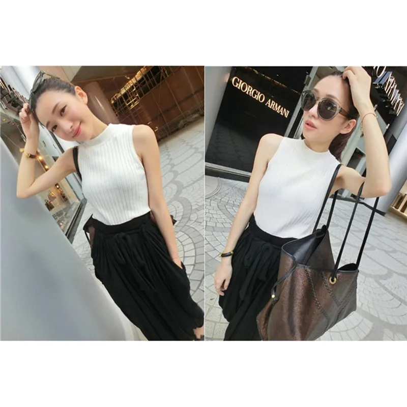 Женский Осенний вязаный свитер однотонный белый черный женский топ футболки