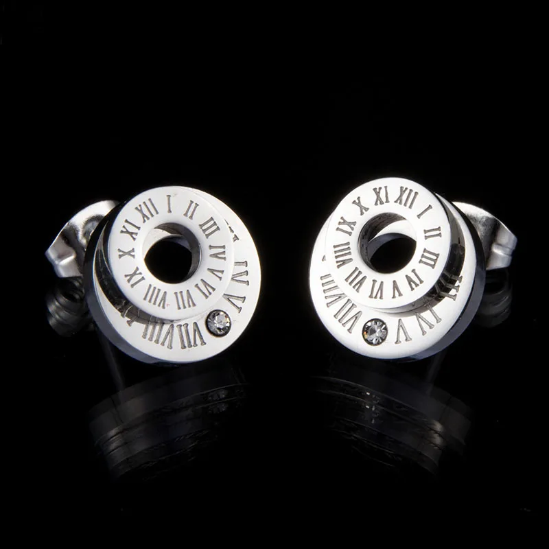 Серьги гвоздики мужские из нержавеющей стали с фианитами 2 слоя|earring luxury women|earrings