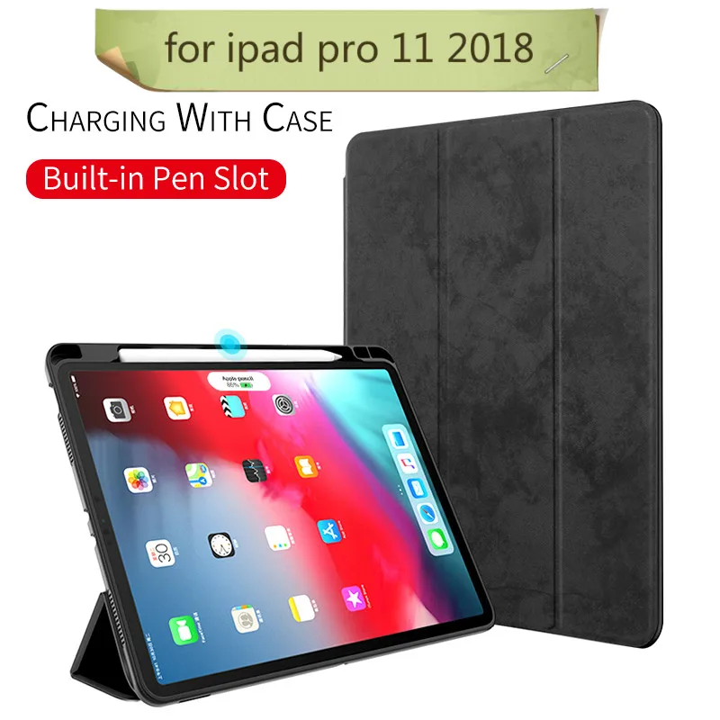 Business Retro Funda For iPad Pro 11 Case with Pencil Holder Support Wireless Charging for 2018 smart Cover | Компьютеры и офис