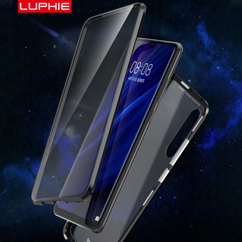 LUPHIE 360 градусов Полный Магнитный чехол для Huawei P30 P 30 передний задний стеклянный Pro