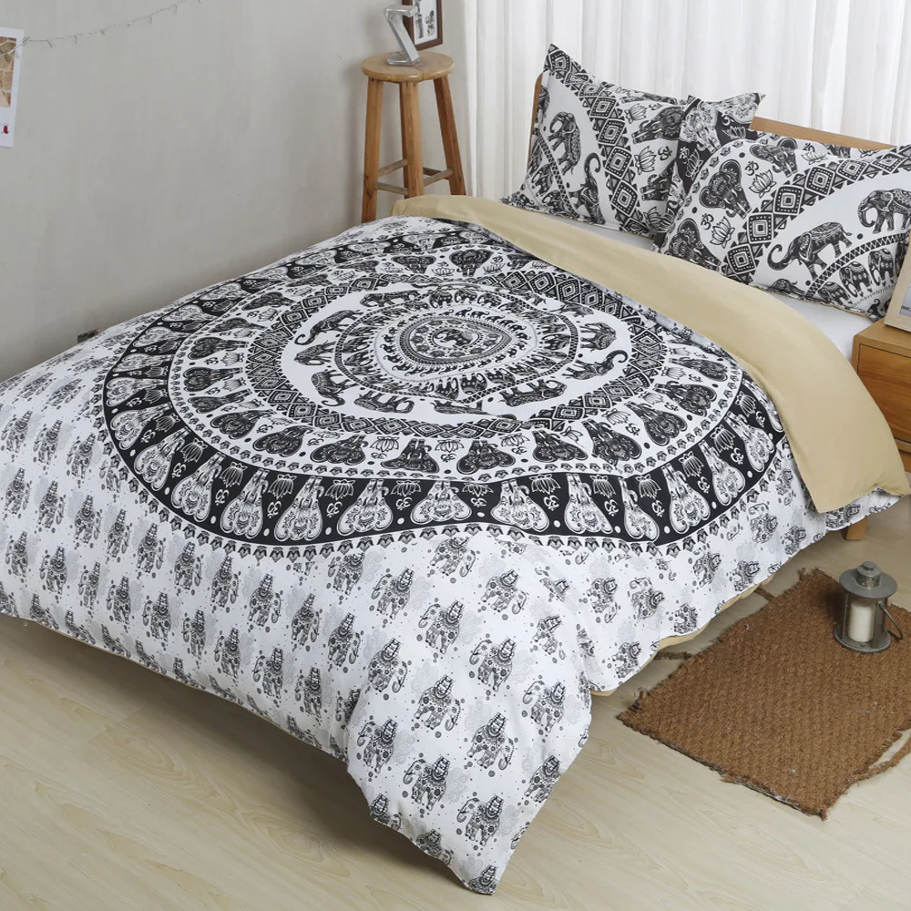 Богемный слон 3d постельное белье Бохо Свадебный пододеяльник набор 3 шт простыня
