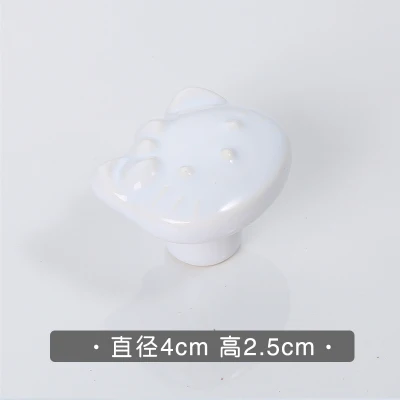 white cat Креативная Мода Мультфильм Цвет птица свинья кошка Краб детская комната ящик обуви ручка шкафа синие желтые, розовые, белые керамические - Цвет: white cat
