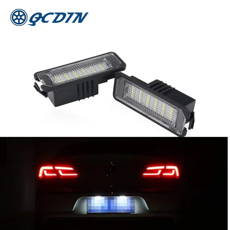 

QCDIN for SEAT 2pcs Car License Plate Lights 18LEDs White 6500K Signal Lamp 12V For SEAT Altea(2007-2010) SEAT Leon (2006-2010)