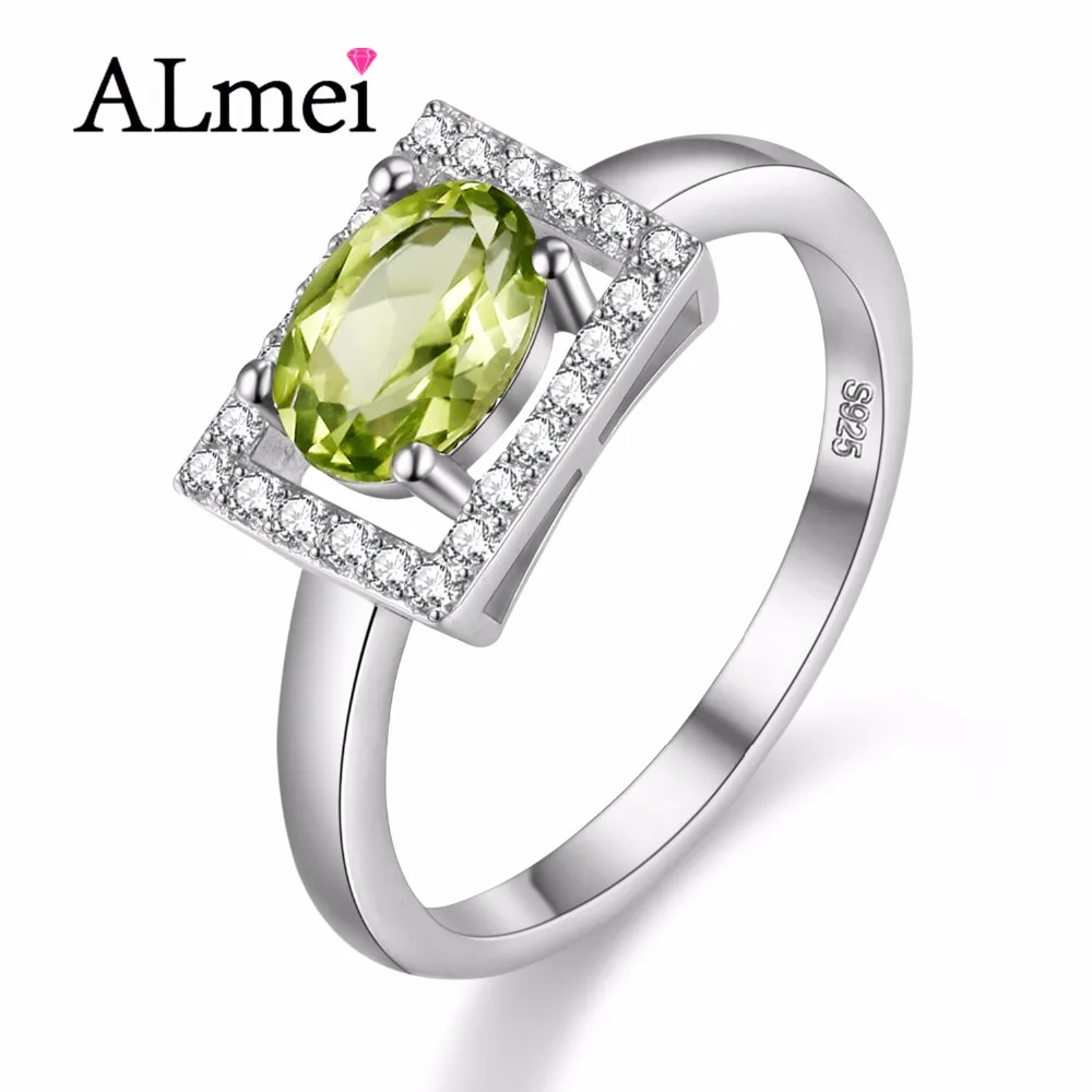 Uloveido ювелирные изделия с алмазами 1ct Перидот кольцо 925 пробы серебряные обручальные кольца для женщин подарок с натуральным зеленым камнем Скидка 40% FJ056