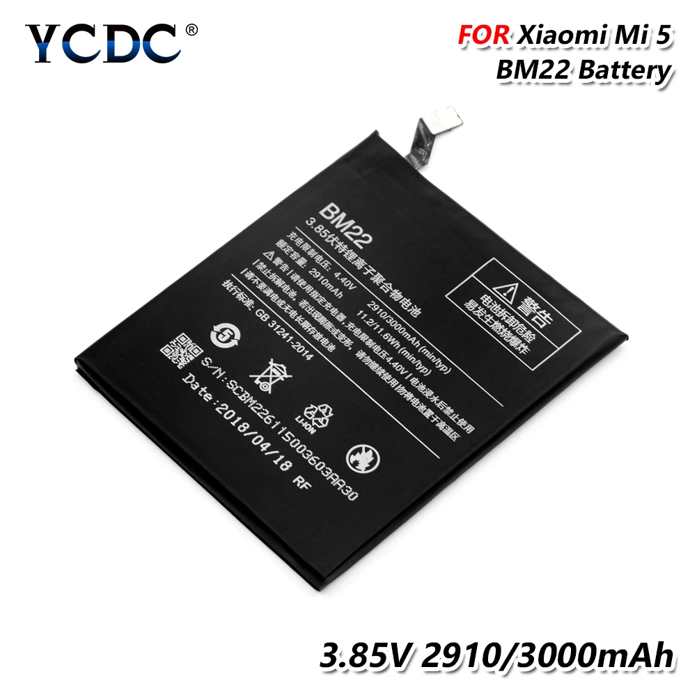 YCDC 1 шт перезаряжаемая 3,85 V 2910/3000mAh BM22 BM 22 литий-ионная аккумуляторная батарея для Xiaomi mi 5(mi 5