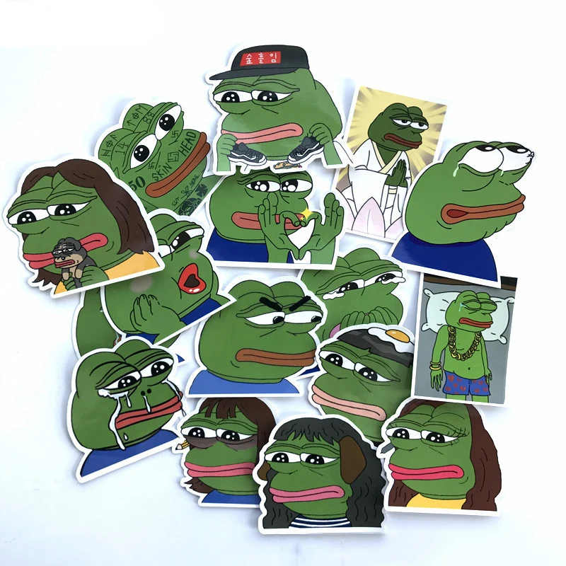 34 шт./лот стикеры в виде лягушек Pepe Sad, наклейка для сноуборда, багажа, автомобиля, холодильника, автомобиля, наклейки для ноутбука, подарки для детей F5