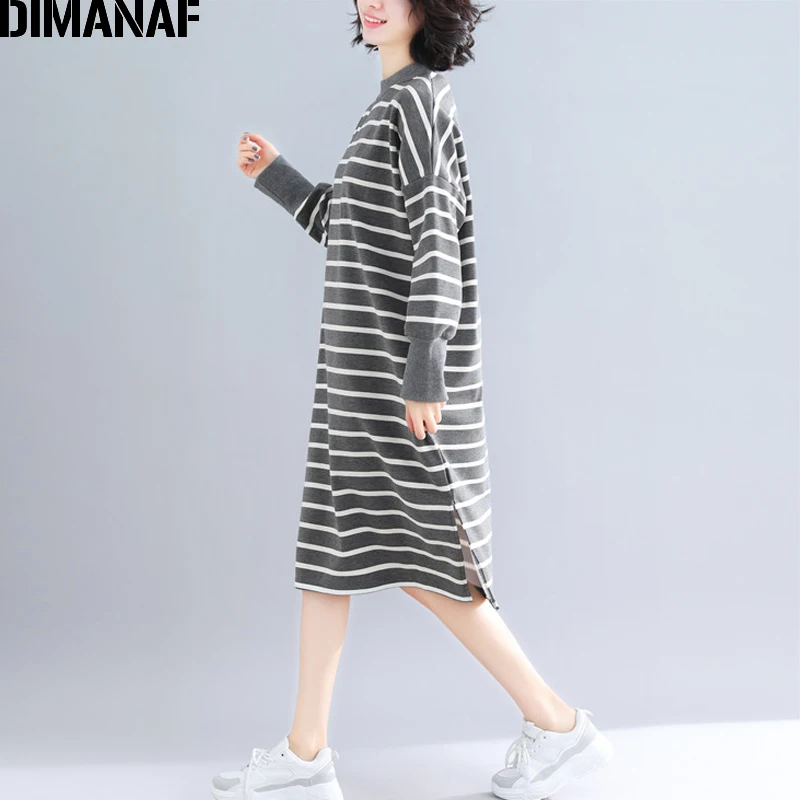 DIMANAF женское платье большого размера зимние женские Vestidos с длинным рукавом