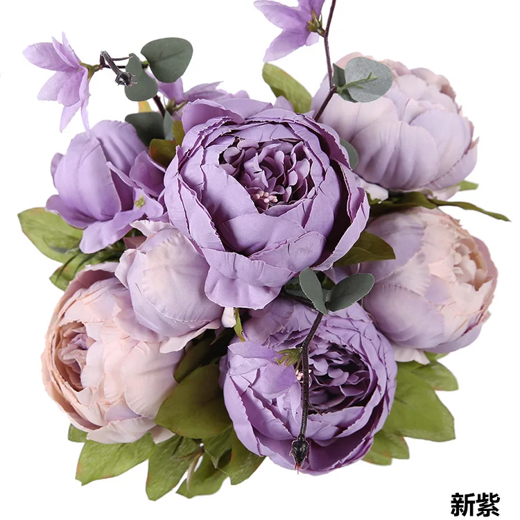as picture CHENCHENG, 13 веток, винтажные цветы пиона, шелковые искусственные цветы, искусственные розы для свадьбы, украшения для дома, фестиваля - Цвет: as picture