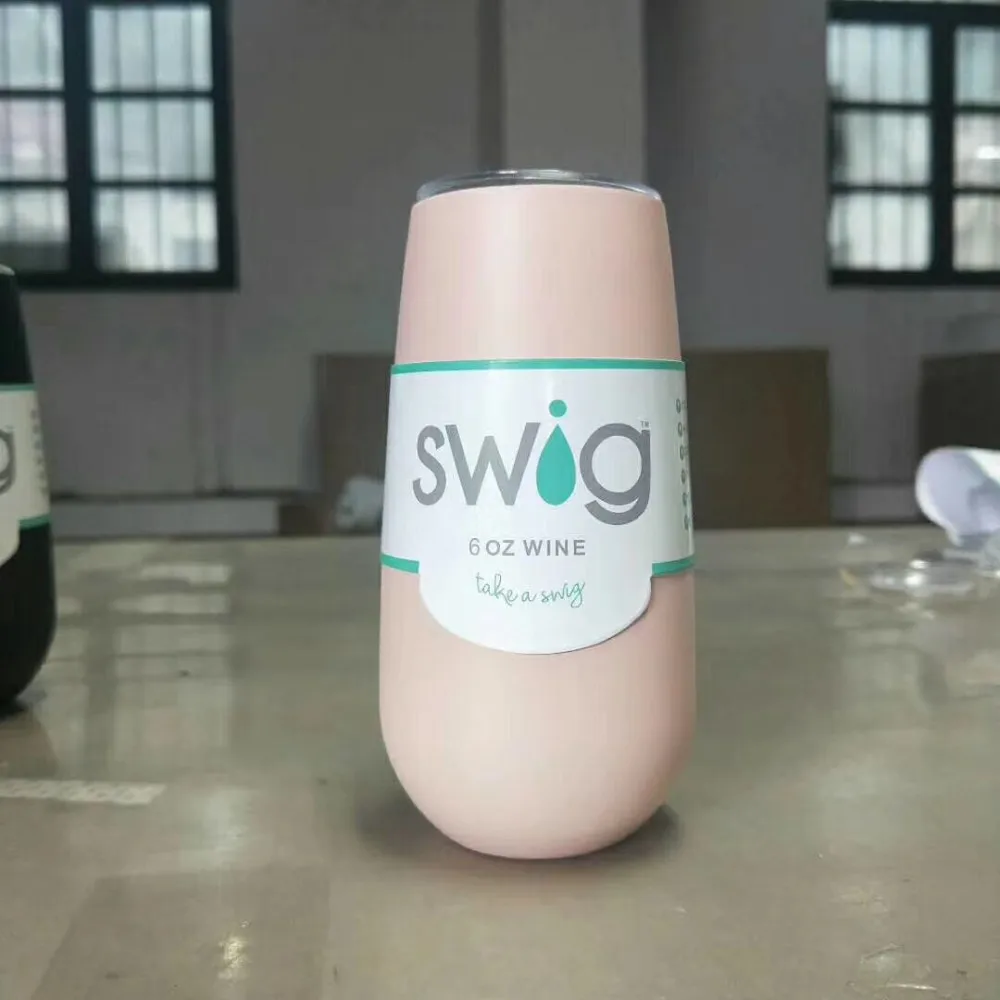 Pink Swig 6oz Stemless Swig винные чашки 6 унций стакан чашка из нержавеющей стали для шампанского термос Termo Vaso a o Inox - Цвет: Pink Swig 6oz