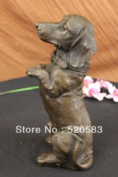 Бесплатная Такса Doxie миниатюрная Собака Заводчик бронзовая Горячая литая Статуя