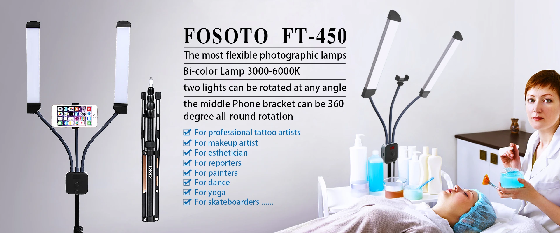 FOSOTO RL-18 фотографический светильник ing 5500K светодиодный кольцевой светильник 55 Вт кольцевая лампа с штативом для макияжа камеры телефона Youtube фото видео