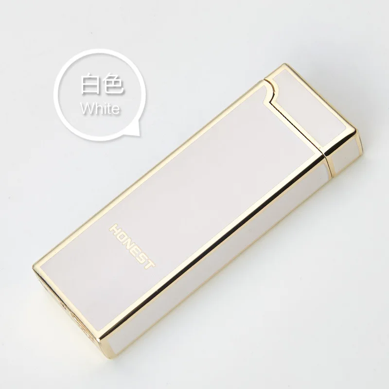 Ультратонкая импульсная дуговая Зажигалка металлическая Новинка USB Зажигалка перезаряжаемая ветрозащитная Бездымная электрическая зажигалка гаджеты для мужчин cakmak - Цвет: white