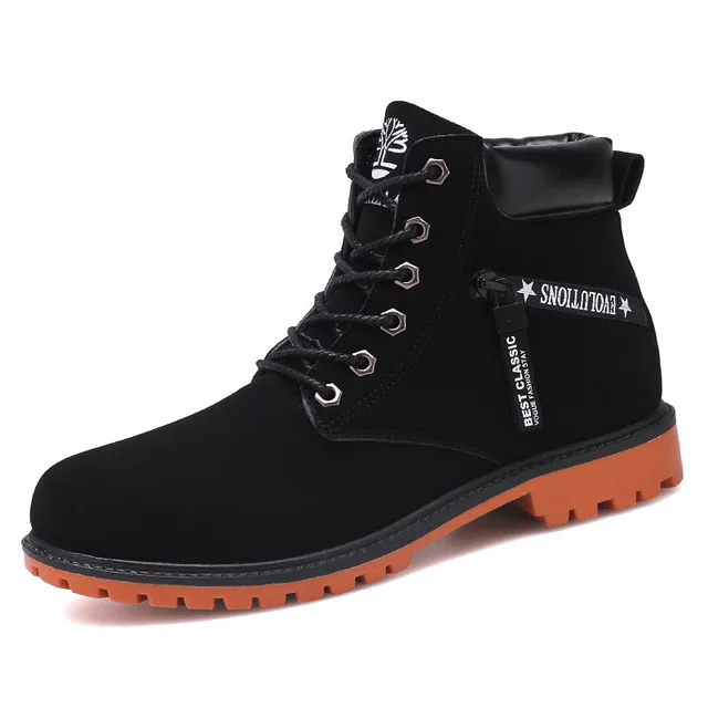 Autumn Men Ankle Boots Lace Up Men Fashion Mens Cowboy Boots Working Shoes Man Safety Timber Land Shoes Martin Army Boots - Цвет: black 2