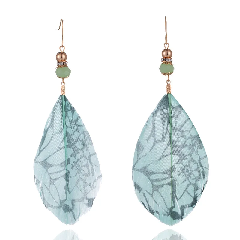 QIANKE Bohemian Big Feather Drop Earrings for Women Statement Ethnic Boho Long Dangle Fashion Jewelry Gift Wholesale |