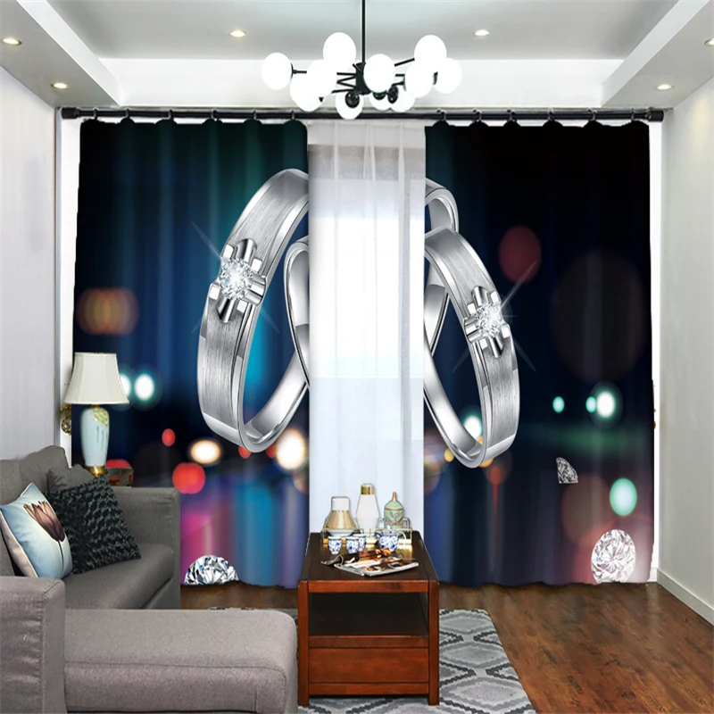 Индивидуальные АЛМАЗНОЕ КОЛЬЦО Роскошные 3D затемненные занавески для окна