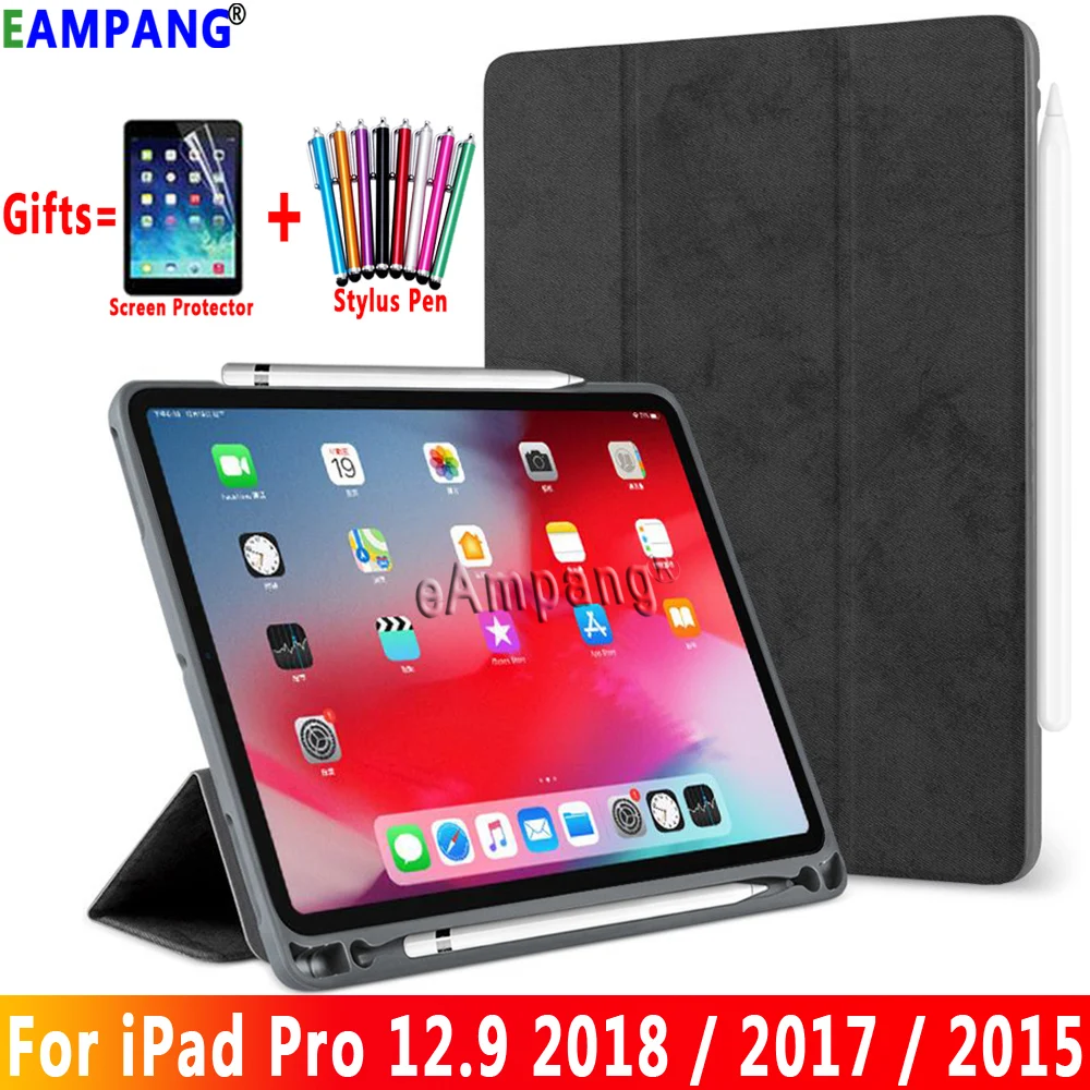 Чехол для Apple iPad Pro 12,9 12," Чехол Премиум кожа крокодиловый узор Смарт бодрствующий сон Funda+ карандаш держатель