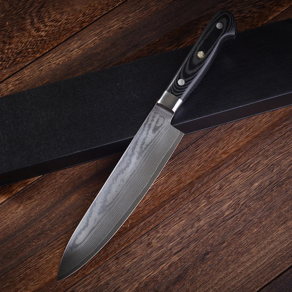 Профессиональный 8 дюймовый кухонный нож из дамасской стали поварской с ручкой