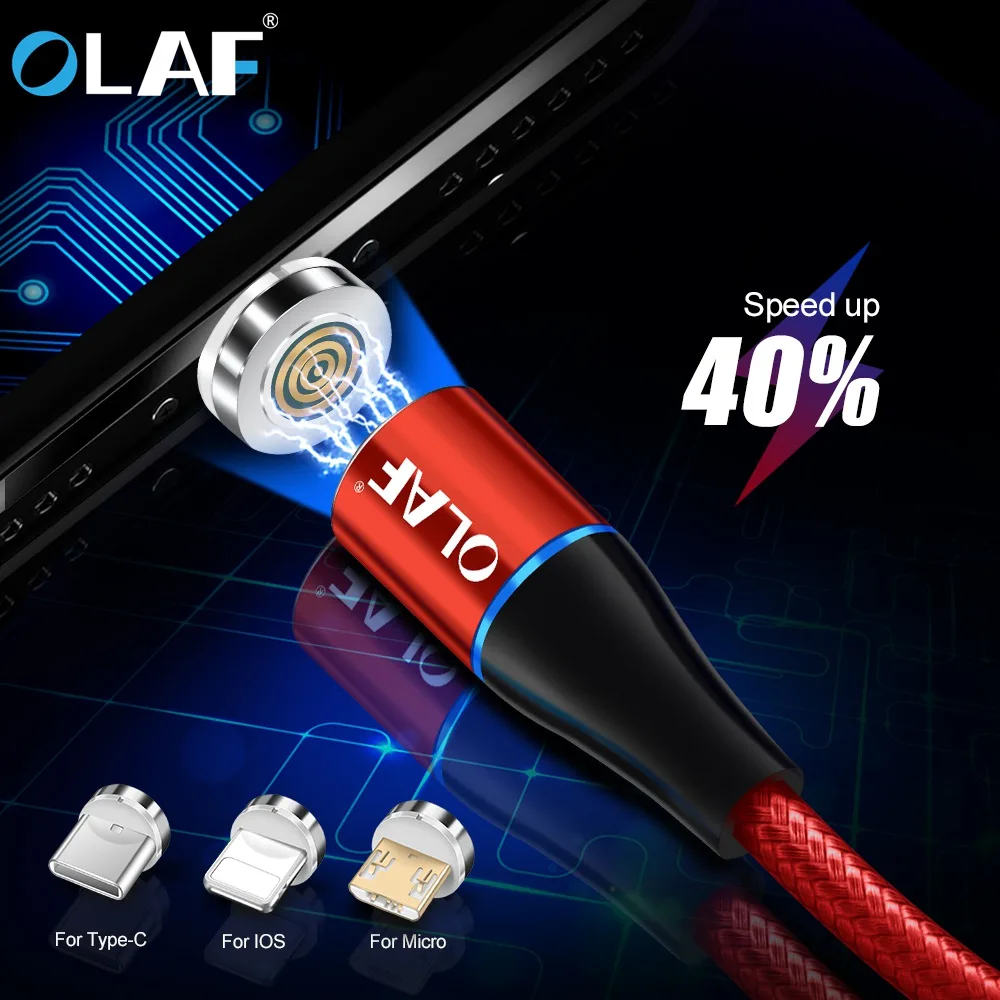 Магнитный кабель для быстрой зарядки OLAF 3A Micro usb type C кабель для зарядки iPhone 6 7 8 Plus X XR XS Max USBC кабель type-C