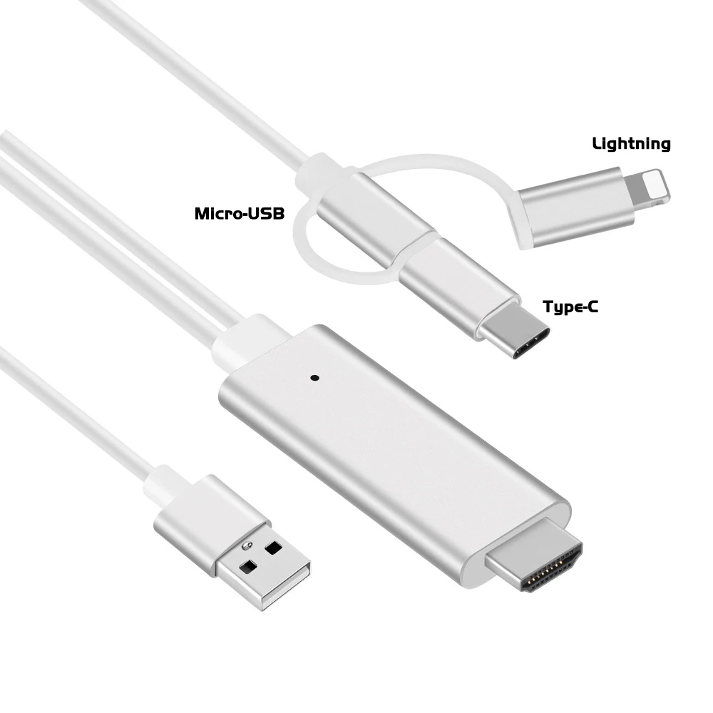3 In 1 Sync To HDMI Monitor TV Projector Large Screen USB 3.0 Charging 1080p HD 1.8m Conversion Cable For iOS Android Device | Компьютеры