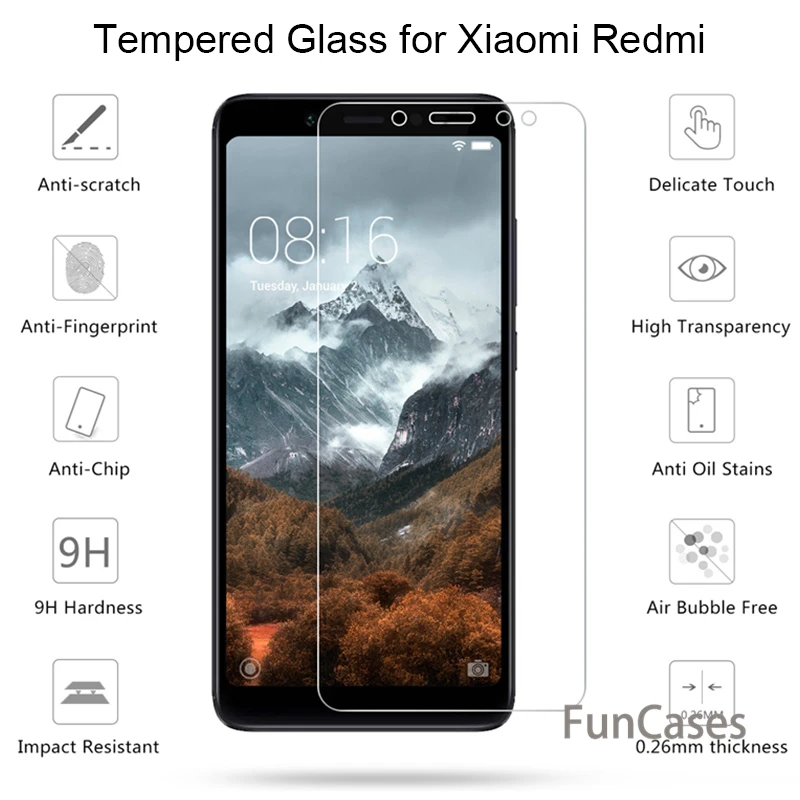 9 H HD закаленное Стекло для Xiaomi mi A2 Lite A1 стеклоплёнка на экран Red Note 4 4X 5A премьер Y1