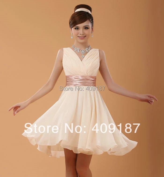 2015 короткое дизайнерское шифоновое платье хорошего качества с двойными плечами
