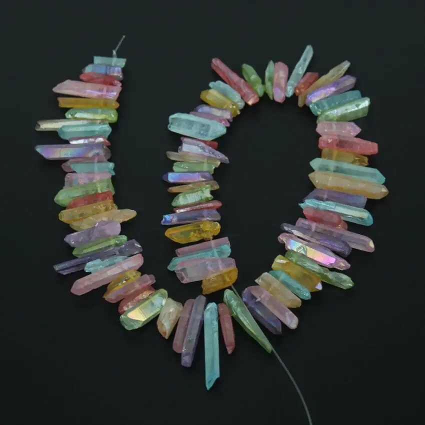 Мистический титановый абразивный кварцовый топ с кристаллами кулоны