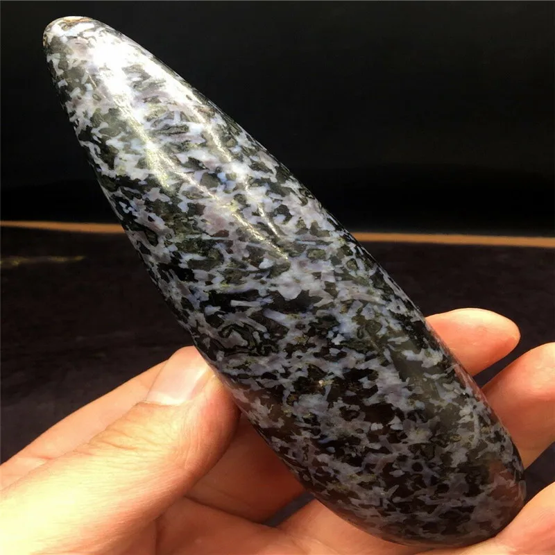 276 г натуральный черный турмалин в белом Feldspar Кристальный массаж stick