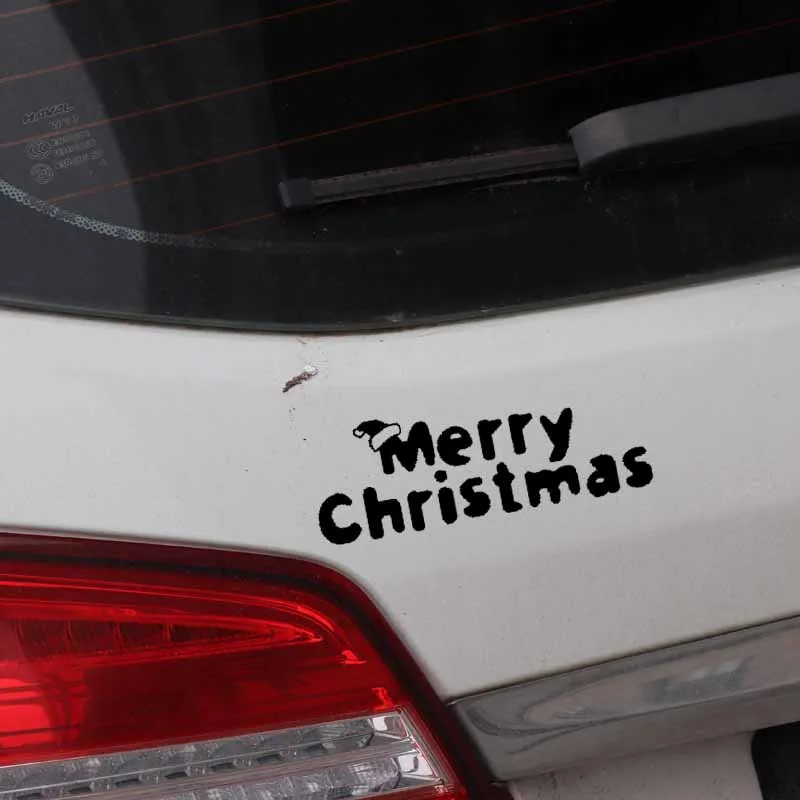 

YJZT 17.2CM*6CM Merry Christmas Car Sticker Vinyl Decal Creative Design Decoration Black/Silver C23-0271