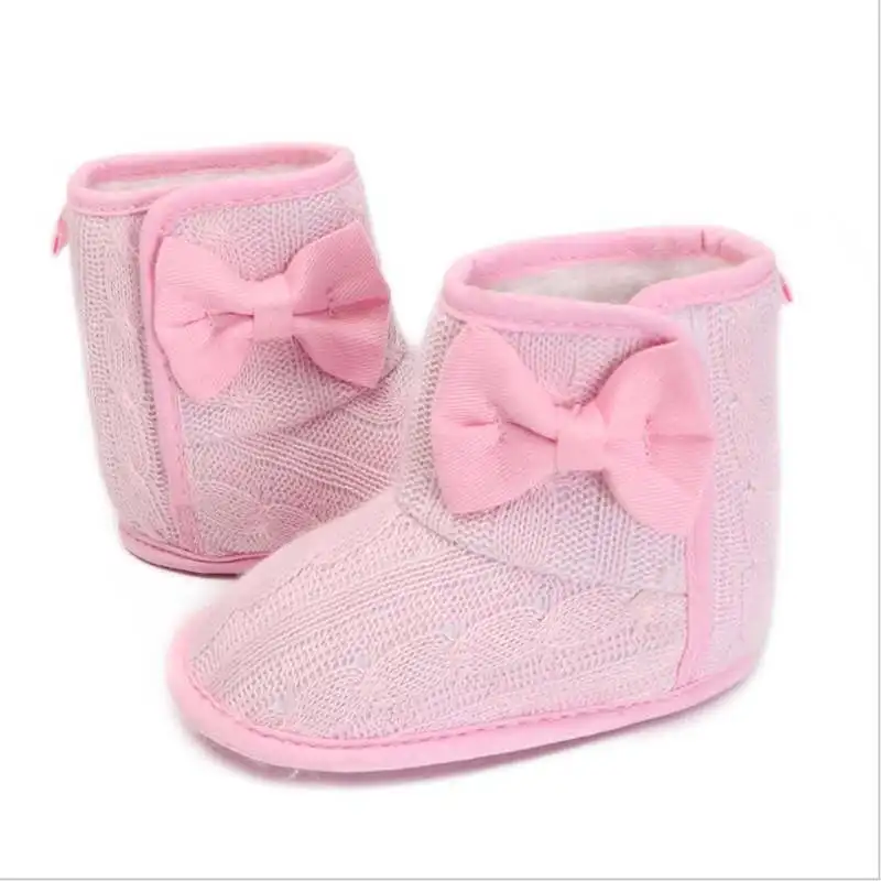 light pink HziriP стильные милые зимние свежие простая обувь для малышей удобные для мальчиков и девочек Теплая обувь однотонные мягкие лук слипоны От 0 до 1 года 6 цветов - Цвет: light pink